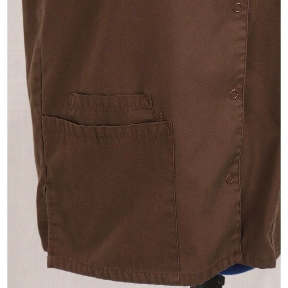 Cherokee Workwear Authentic Scrubs Brown Snap Front Top XS Lab Medical Uniform S - Picture 2 of 10